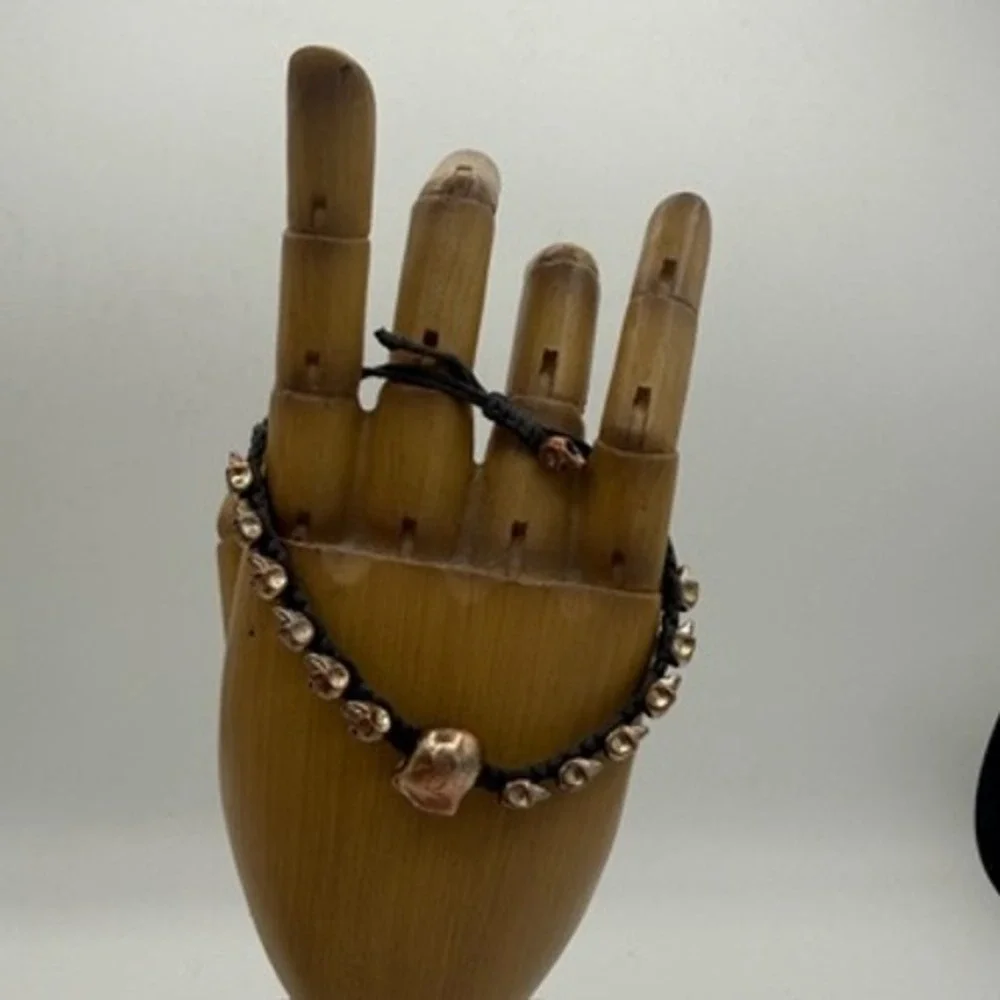Unbranded Skull Charm Bracelet Unisex OS Copper Black Excellent Gothic Biker